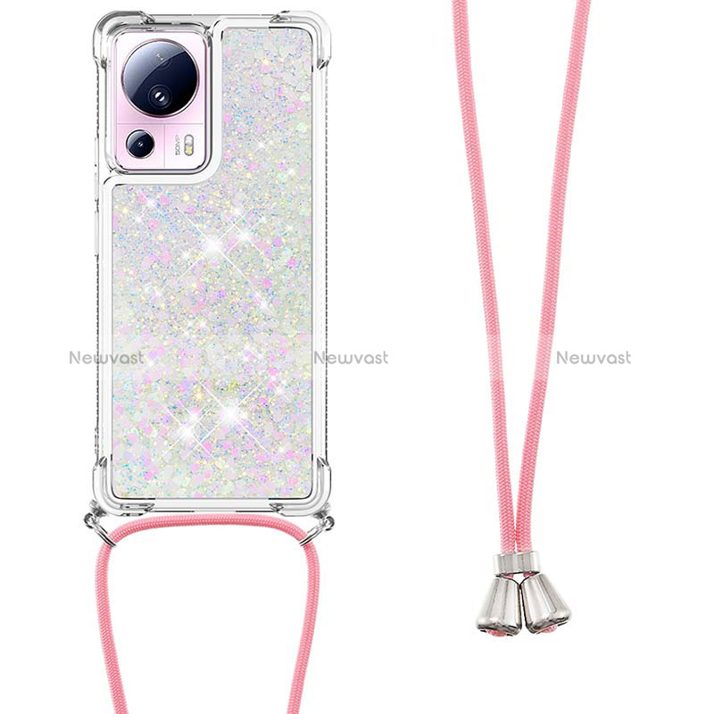 Silicone Candy Rubber TPU Bling-Bling Soft Case Cover with Lanyard Strap S03 for Xiaomi Civi 2 5G