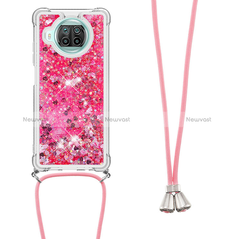 Silicone Candy Rubber TPU Bling-Bling Soft Case Cover with Lanyard Strap S03 for Xiaomi Mi 10i 5G