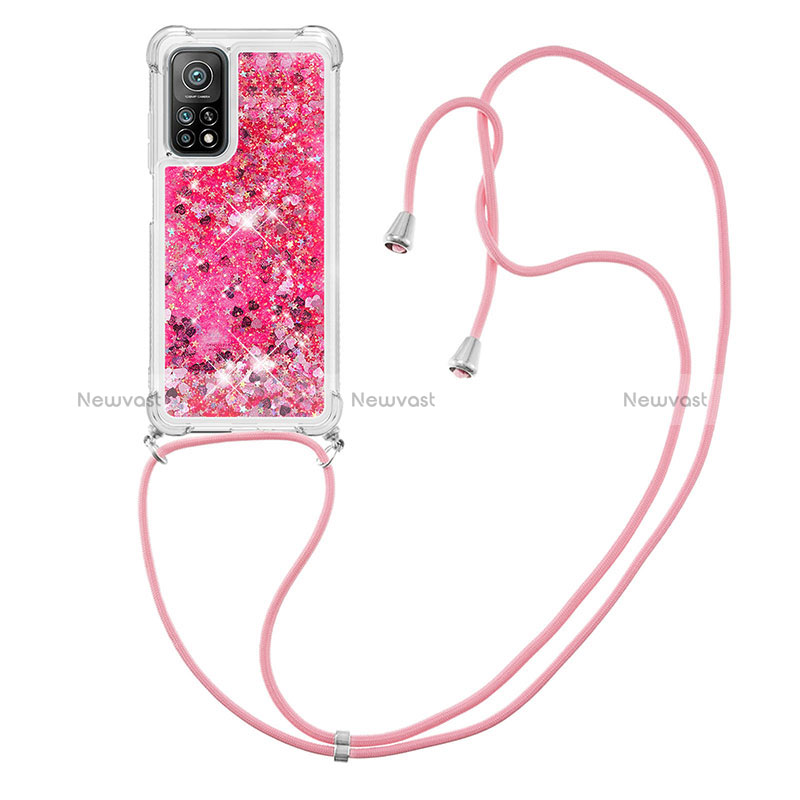 Silicone Candy Rubber TPU Bling-Bling Soft Case Cover with Lanyard Strap S03 for Xiaomi Mi 10T 5G