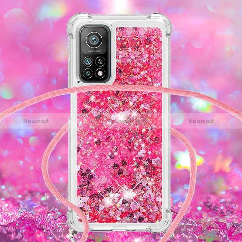 Silicone Candy Rubber TPU Bling-Bling Soft Case Cover with Lanyard Strap S03 for Xiaomi Mi 10T 5G