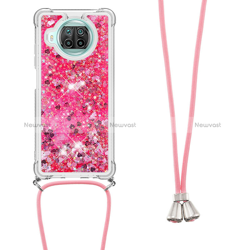 Silicone Candy Rubber TPU Bling-Bling Soft Case Cover with Lanyard Strap S03 for Xiaomi Mi 10T Lite 5G