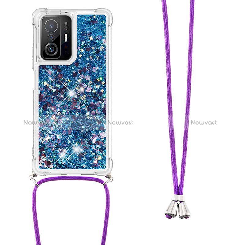 Silicone Candy Rubber TPU Bling-Bling Soft Case Cover with Lanyard Strap S03 for Xiaomi Mi 11T 5G