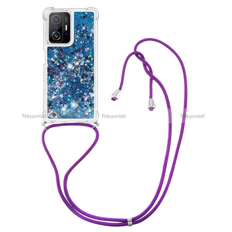 Silicone Candy Rubber TPU Bling-Bling Soft Case Cover with Lanyard Strap S03 for Xiaomi Mi 11T 5G