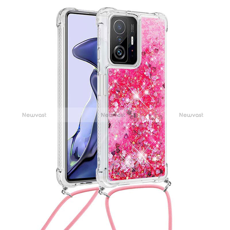 Silicone Candy Rubber TPU Bling-Bling Soft Case Cover with Lanyard Strap S03 for Xiaomi Mi 11T 5G