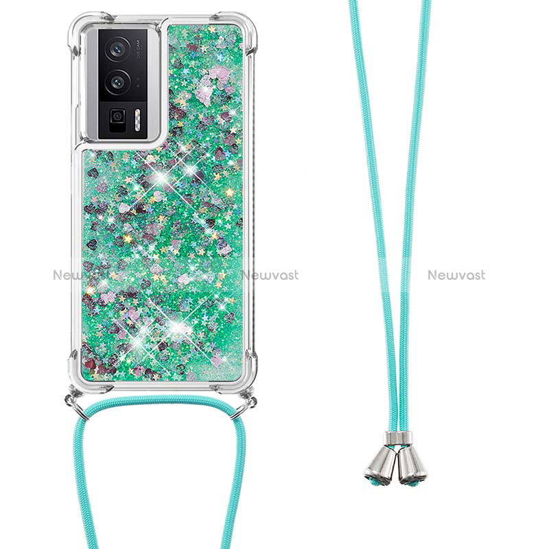 Silicone Candy Rubber TPU Bling-Bling Soft Case Cover with Lanyard Strap S03 for Xiaomi Poco F5 Pro 5G