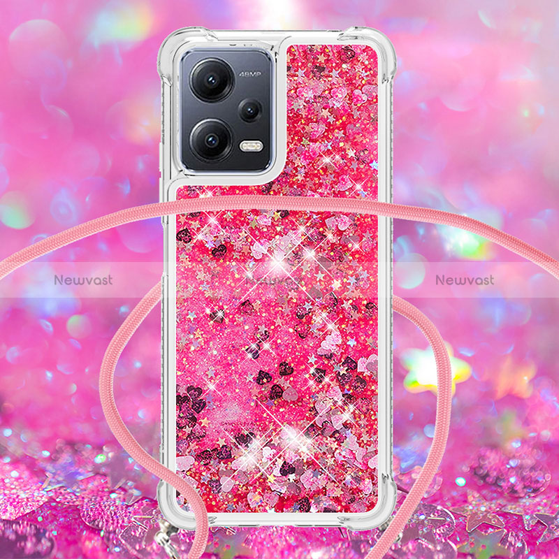 Silicone Candy Rubber TPU Bling-Bling Soft Case Cover with Lanyard Strap S03 for Xiaomi Poco X5 5G