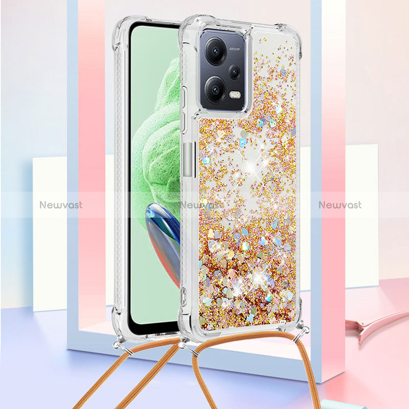 Silicone Candy Rubber TPU Bling-Bling Soft Case Cover with Lanyard Strap S03 for Xiaomi Redmi Note 12 5G