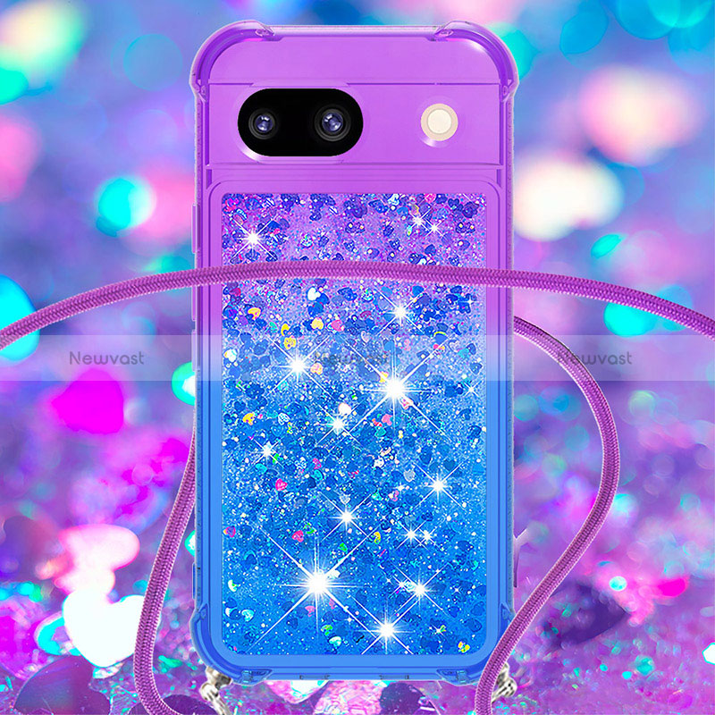 Silicone Candy Rubber TPU Bling-Bling Soft Case Cover with Lanyard Strap YB1 for Google Pixel 8a 5G