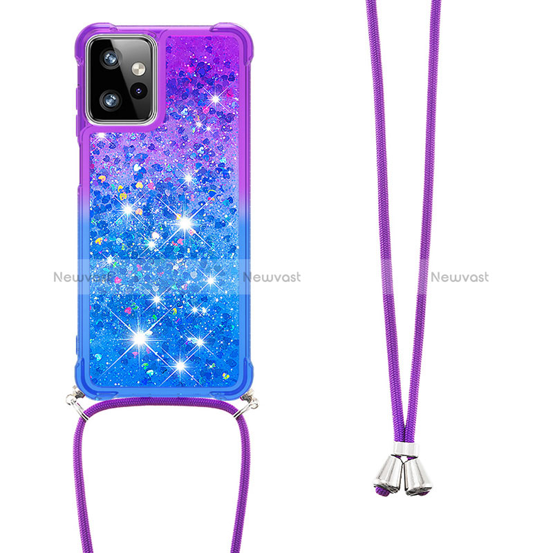 Silicone Candy Rubber TPU Bling-Bling Soft Case Cover with Lanyard Strap YB1 for Motorola Moto G Power 5G (2023)