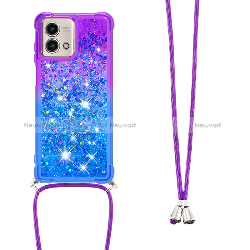 Silicone Candy Rubber TPU Bling-Bling Soft Case Cover with Lanyard Strap YB1 for Motorola Moto G Stylus (2023) 4G