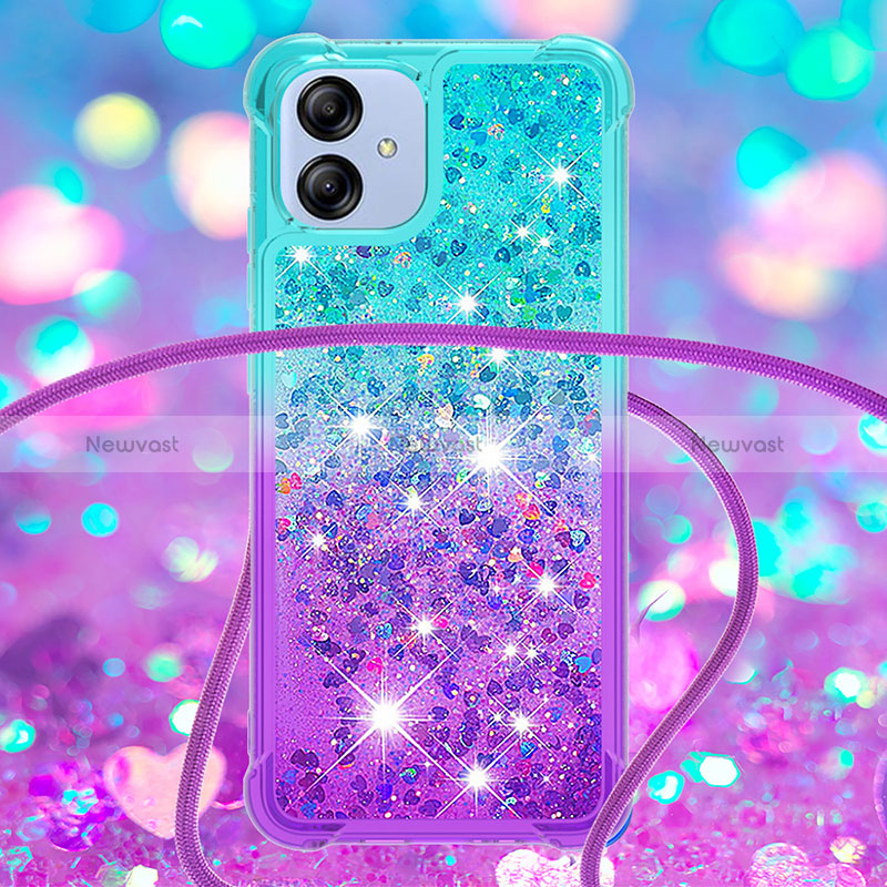 Silicone Candy Rubber TPU Bling-Bling Soft Case Cover with Lanyard Strap YB1 for Samsung Galaxy A04E