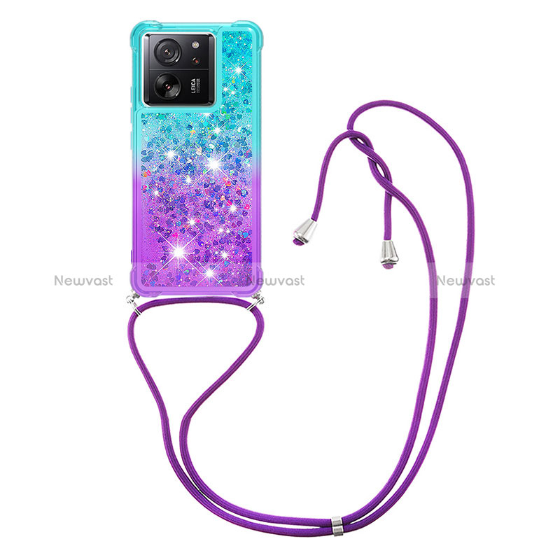 Silicone Candy Rubber TPU Bling-Bling Soft Case Cover with Lanyard Strap YB1 for Xiaomi Mi 13T 5G