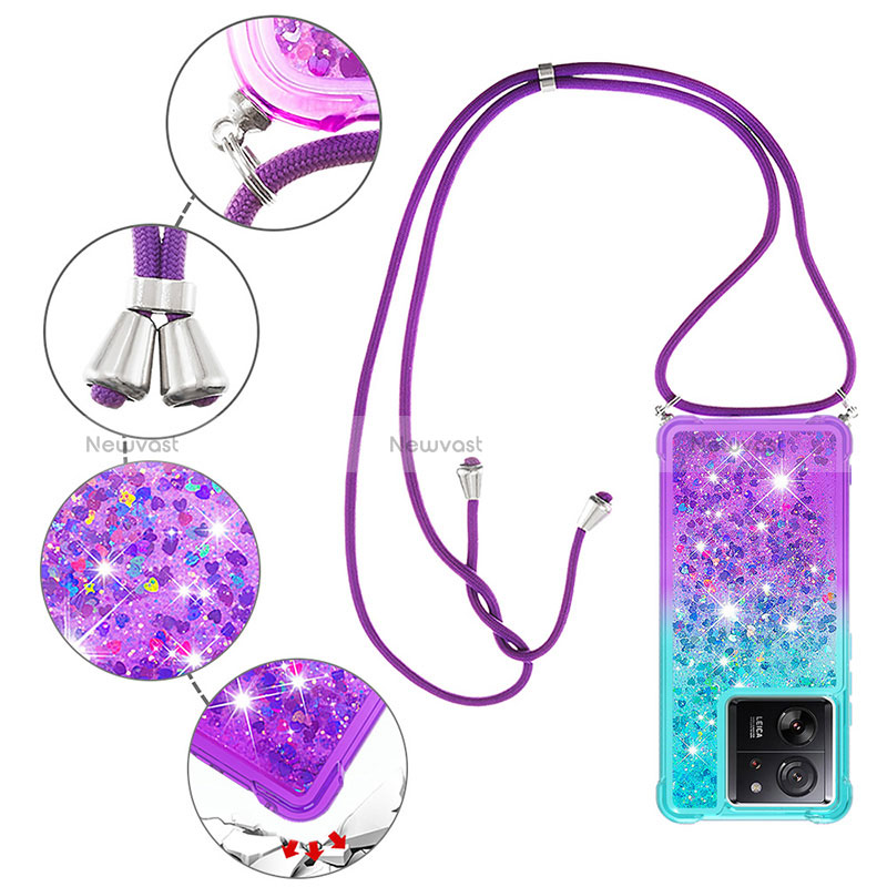 Silicone Candy Rubber TPU Bling-Bling Soft Case Cover with Lanyard Strap YB1 for Xiaomi Mi 13T Pro 5G