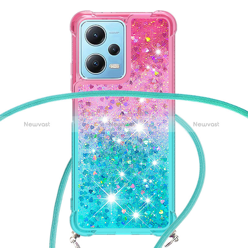 Silicone Candy Rubber TPU Bling-Bling Soft Case Cover with Lanyard Strap YB1 for Xiaomi Poco X5 5G