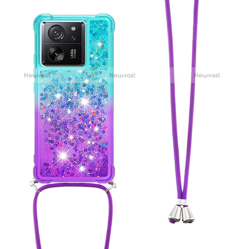 Silicone Candy Rubber TPU Bling-Bling Soft Case Cover with Lanyard Strap YB1 for Xiaomi Redmi K60 Ultra 5G