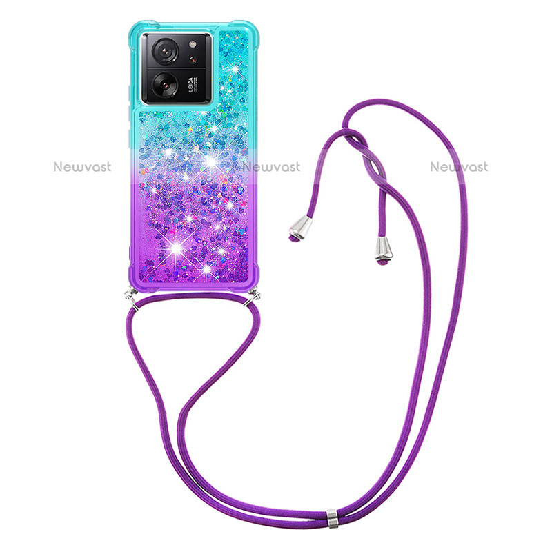 Silicone Candy Rubber TPU Bling-Bling Soft Case Cover with Lanyard Strap YB1 for Xiaomi Redmi K60 Ultra 5G