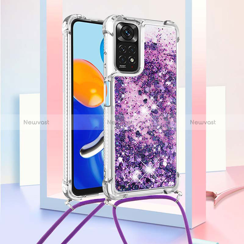 Silicone Candy Rubber TPU Bling-Bling Soft Case Cover with Lanyard Strap YB1 for Xiaomi Redmi Note 11 4G (2022)