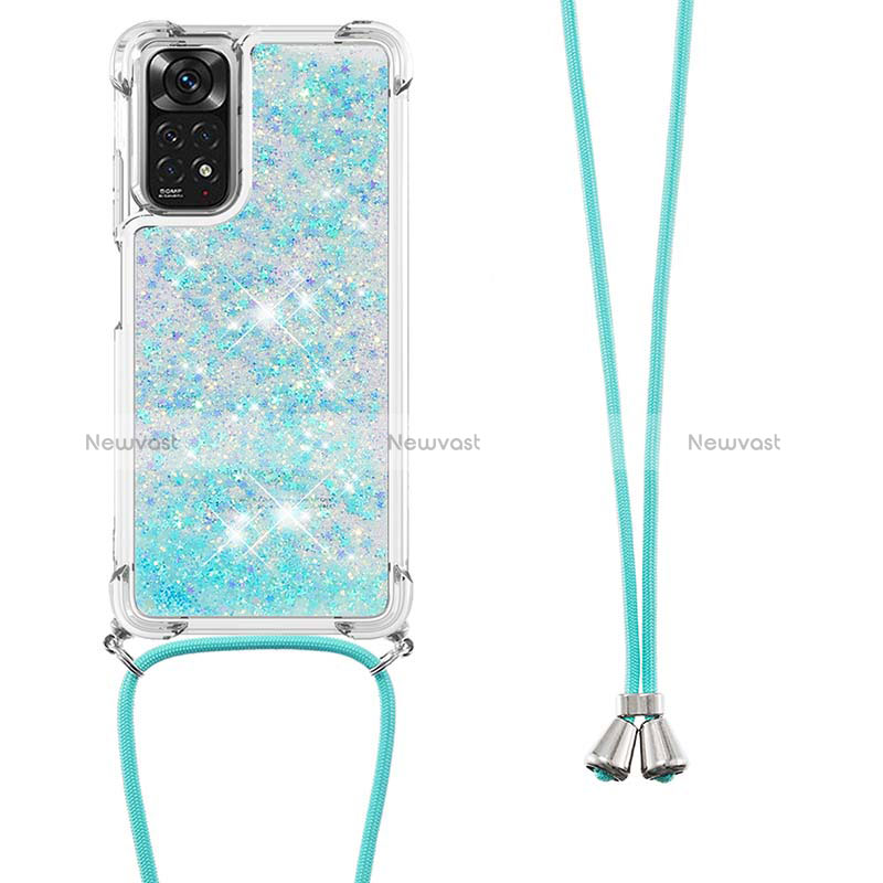 Silicone Candy Rubber TPU Bling-Bling Soft Case Cover with Lanyard Strap YB1 for Xiaomi Redmi Note 11 4G (2022)