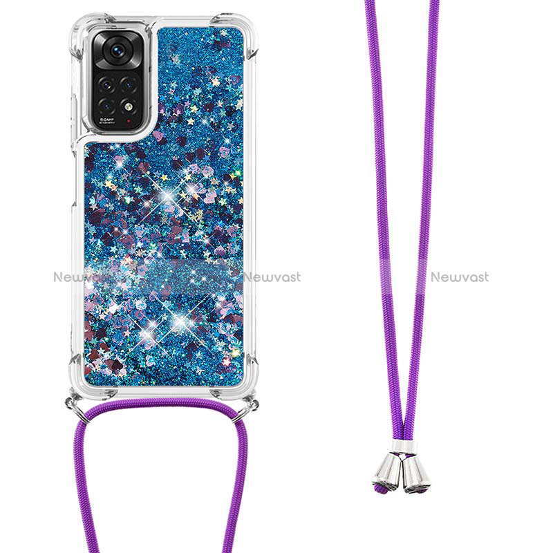 Silicone Candy Rubber TPU Bling-Bling Soft Case Cover with Lanyard Strap YB1 for Xiaomi Redmi Note 11 4G (2022)