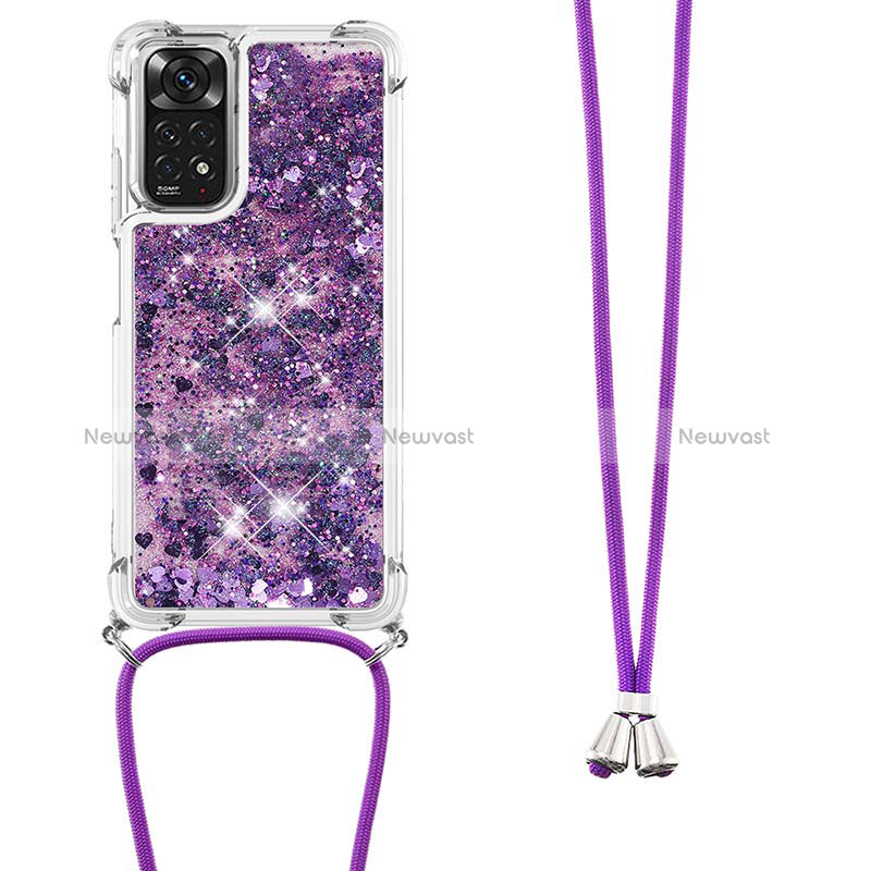 Silicone Candy Rubber TPU Bling-Bling Soft Case Cover with Lanyard Strap YB1 for Xiaomi Redmi Note 11S 4G