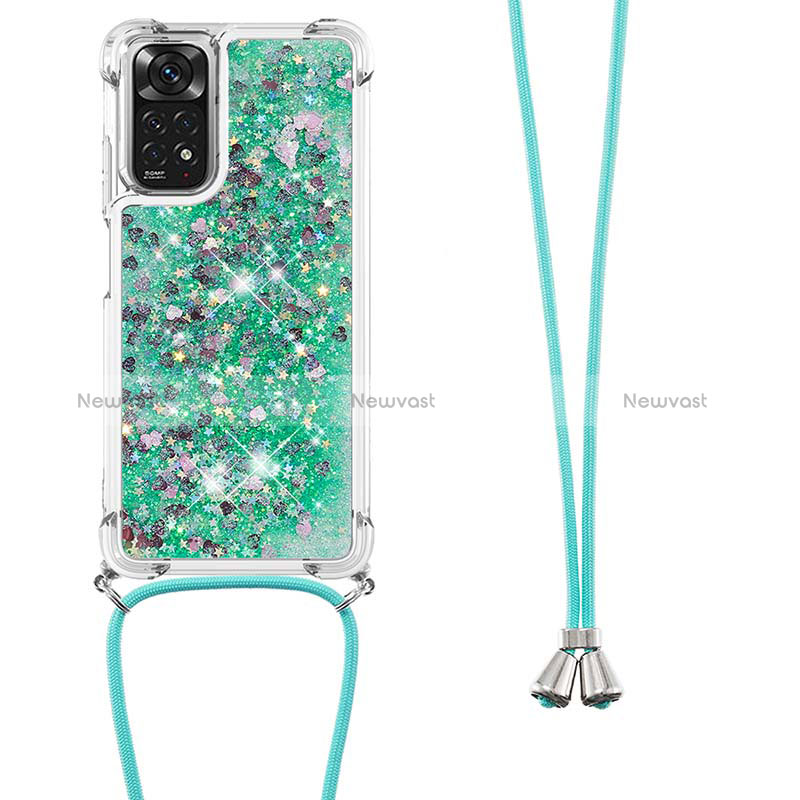 Silicone Candy Rubber TPU Bling-Bling Soft Case Cover with Lanyard Strap YB1 for Xiaomi Redmi Note 11S 4G