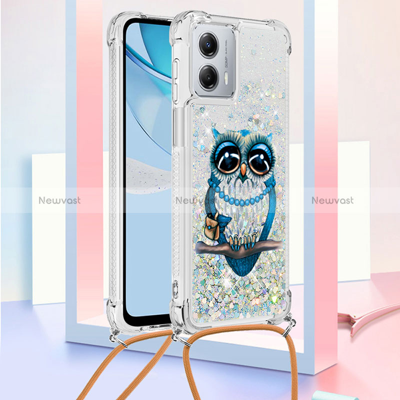 Silicone Candy Rubber TPU Bling-Bling Soft Case Cover with Lanyard Strap YB2 for Motorola Moto G 5G (2023)