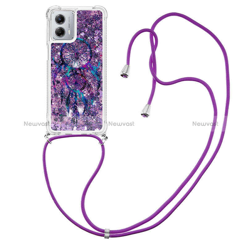 Silicone Candy Rubber TPU Bling-Bling Soft Case Cover with Lanyard Strap YB2 for Motorola Moto G 5G (2023)