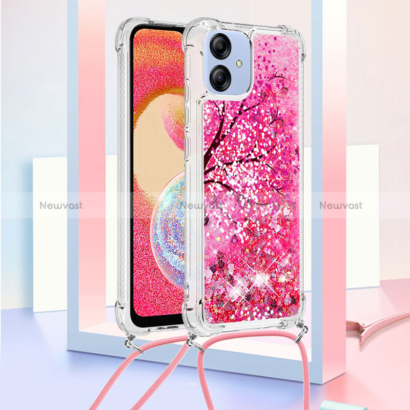 Silicone Candy Rubber TPU Bling-Bling Soft Case Cover with Lanyard Strap YB2 for Samsung Galaxy A04 4G