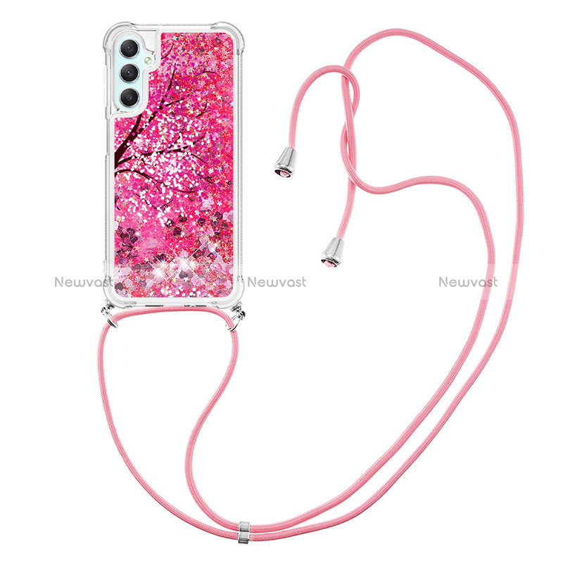 Silicone Candy Rubber TPU Bling-Bling Soft Case Cover with Lanyard Strap YB2 for Samsung Galaxy A24 4G