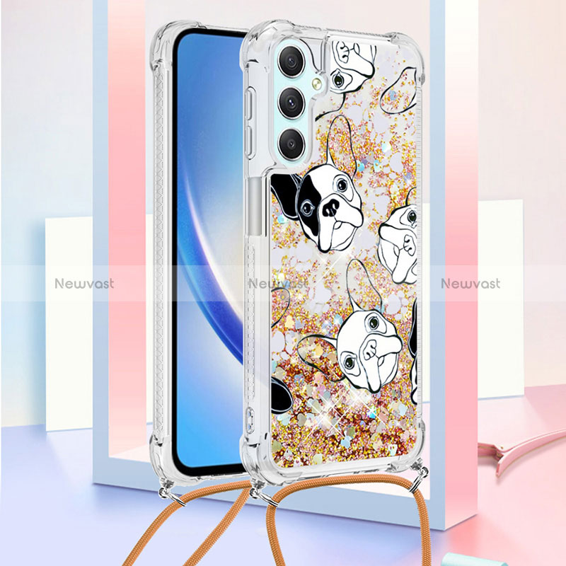 Silicone Candy Rubber TPU Bling-Bling Soft Case Cover with Lanyard Strap YB2 for Samsung Galaxy A24 4G