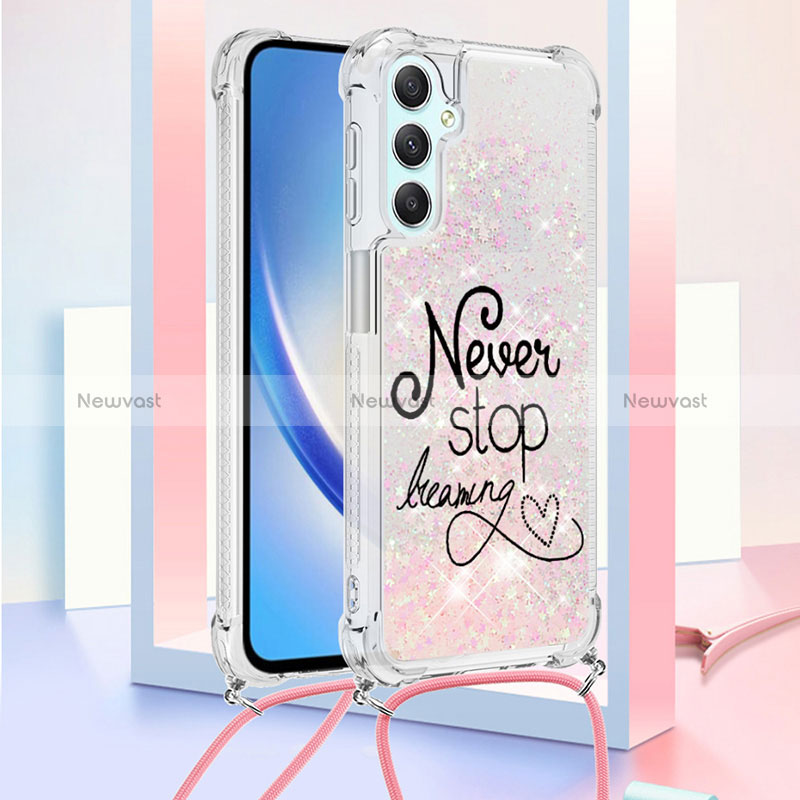 Silicone Candy Rubber TPU Bling-Bling Soft Case Cover with Lanyard Strap YB2 for Samsung Galaxy A25 5G