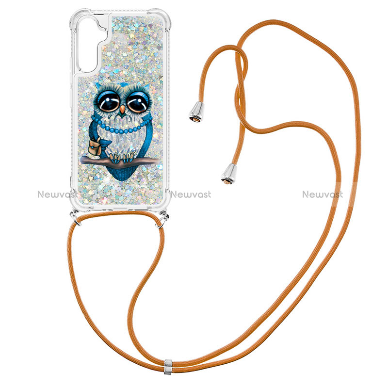 Silicone Candy Rubber TPU Bling-Bling Soft Case Cover with Lanyard Strap YB2 for Samsung Galaxy A34 5G