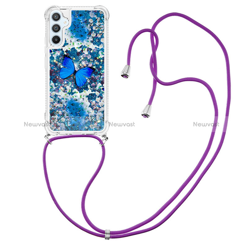 Silicone Candy Rubber TPU Bling-Bling Soft Case Cover with Lanyard Strap YB2 for Samsung Galaxy A54 5G