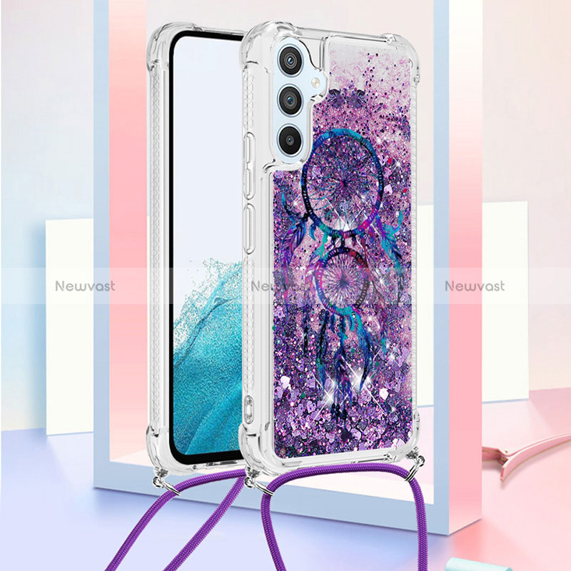 Silicone Candy Rubber TPU Bling-Bling Soft Case Cover with Lanyard Strap YB2 for Samsung Galaxy A54 5G