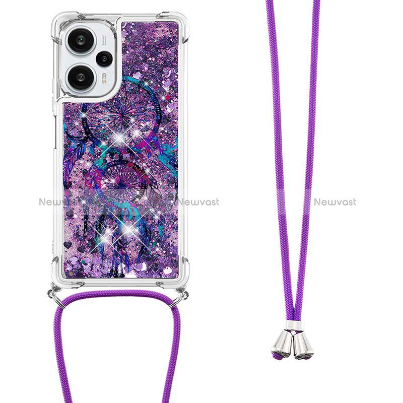 Silicone Candy Rubber TPU Bling-Bling Soft Case Cover with Lanyard Strap YB2 for Xiaomi Poco F5 5G