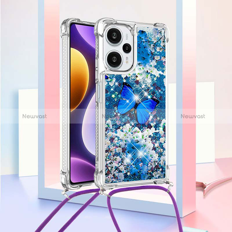 Silicone Candy Rubber TPU Bling-Bling Soft Case Cover with Lanyard Strap YB2 for Xiaomi Poco F5 5G