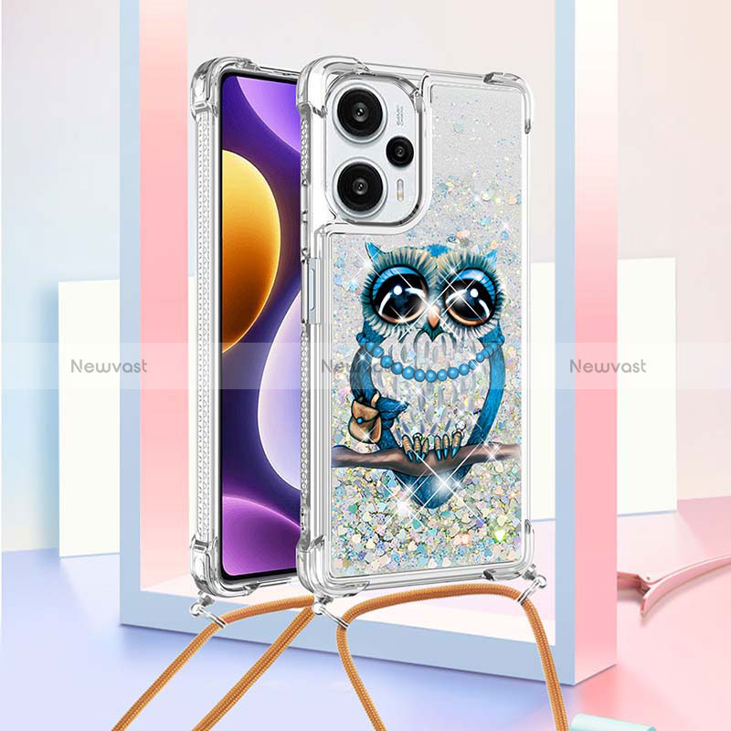 Silicone Candy Rubber TPU Bling-Bling Soft Case Cover with Lanyard Strap YB2 for Xiaomi Poco F5 5G