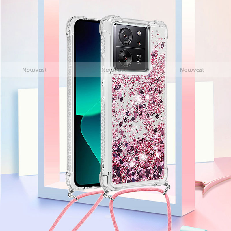 Silicone Candy Rubber TPU Bling-Bling Soft Case Cover with Lanyard Strap YB2 for Xiaomi Redmi K60 Ultra 5G