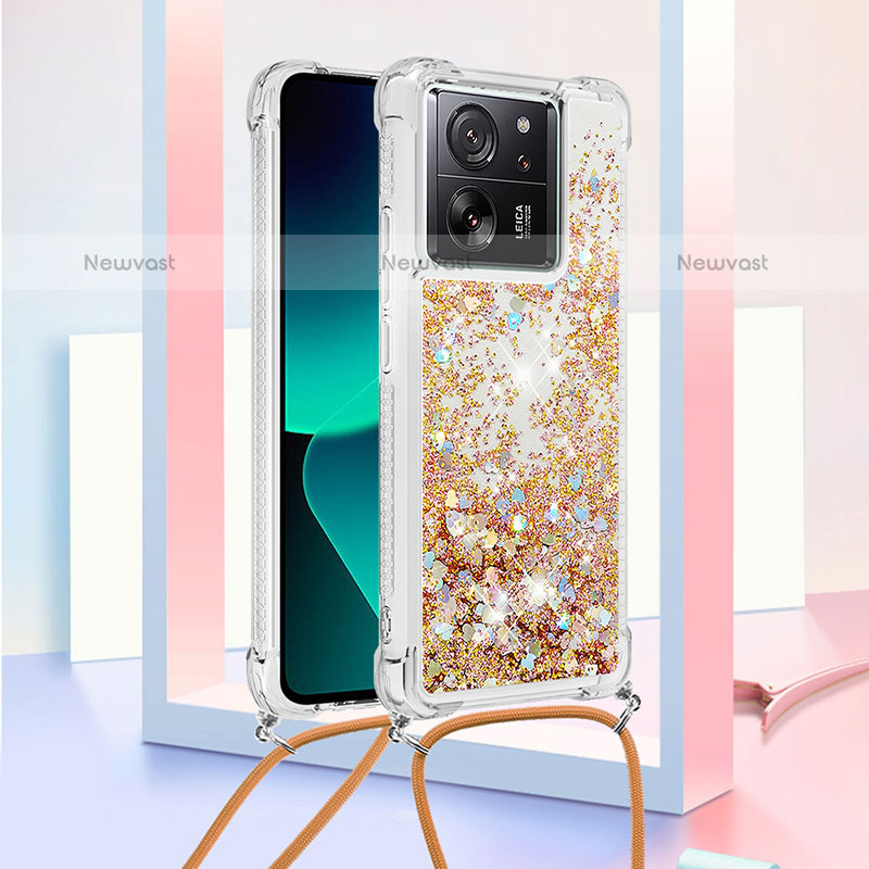 Silicone Candy Rubber TPU Bling-Bling Soft Case Cover with Lanyard Strap YB2 for Xiaomi Redmi K60 Ultra 5G