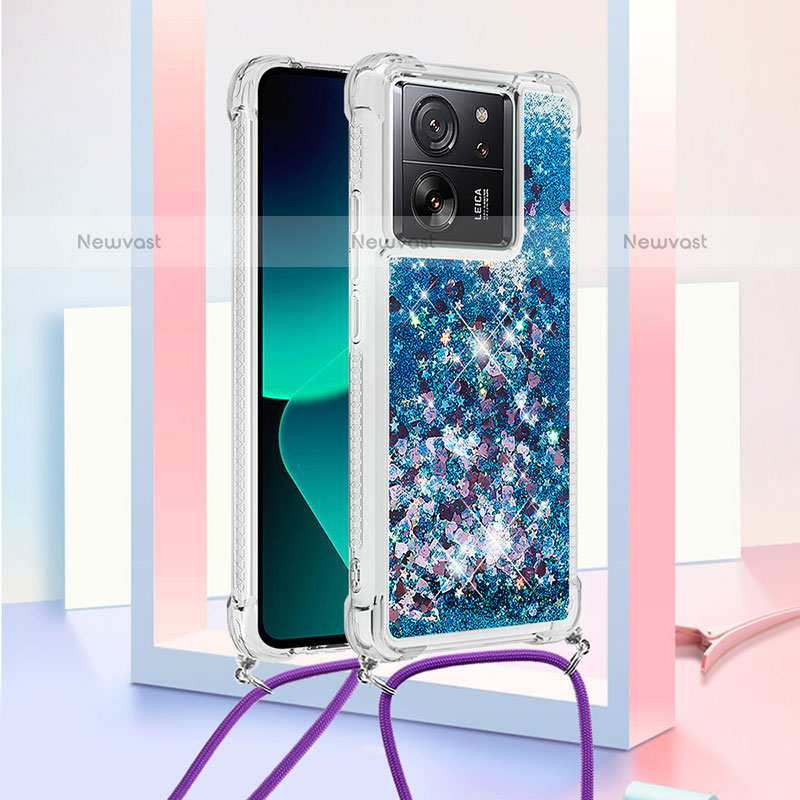 Silicone Candy Rubber TPU Bling-Bling Soft Case Cover with Lanyard Strap YB2 for Xiaomi Redmi K60 Ultra 5G