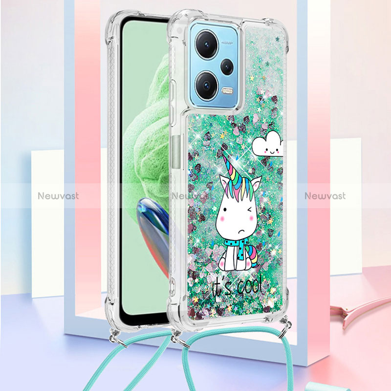 Silicone Candy Rubber TPU Bling-Bling Soft Case Cover with Lanyard Strap YB2 for Xiaomi Redmi Note 12 5G