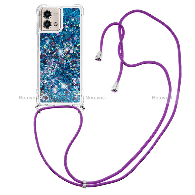 Silicone Candy Rubber TPU Bling-Bling Soft Case Cover with Lanyard Strap YB3 for Motorola Moto G Stylus (2023) 4G