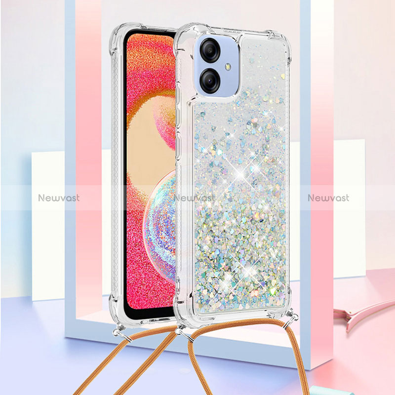 Silicone Candy Rubber TPU Bling-Bling Soft Case Cover with Lanyard Strap YB3 for Samsung Galaxy A04 4G