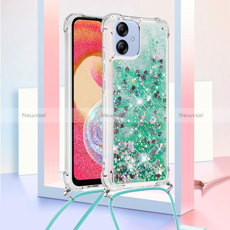 Silicone Candy Rubber TPU Bling-Bling Soft Case Cover with Lanyard Strap YB3 for Samsung Galaxy A04 4G