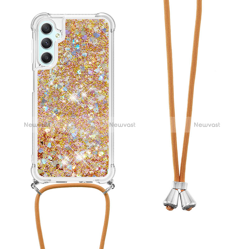 Silicone Candy Rubber TPU Bling-Bling Soft Case Cover with Lanyard Strap YB3 for Samsung Galaxy A24 4G