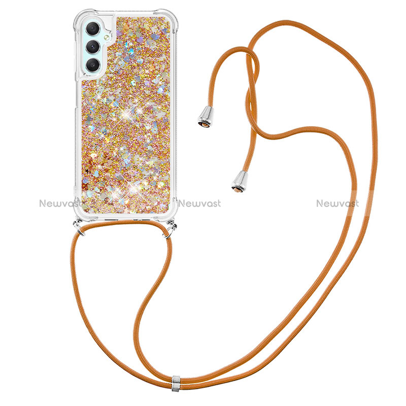 Silicone Candy Rubber TPU Bling-Bling Soft Case Cover with Lanyard Strap YB3 for Samsung Galaxy A24 4G