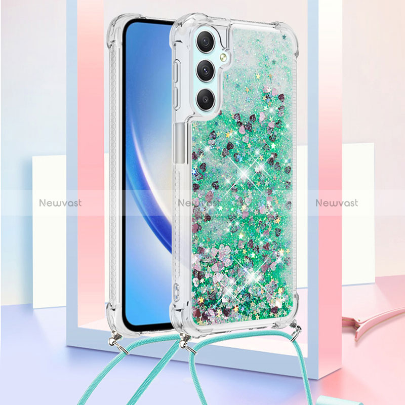 Silicone Candy Rubber TPU Bling-Bling Soft Case Cover with Lanyard Strap YB3 for Samsung Galaxy A24 4G