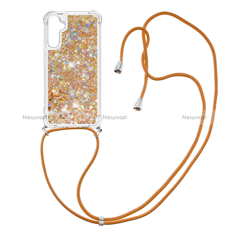 Silicone Candy Rubber TPU Bling-Bling Soft Case Cover with Lanyard Strap YB3 for Samsung Galaxy A34 5G