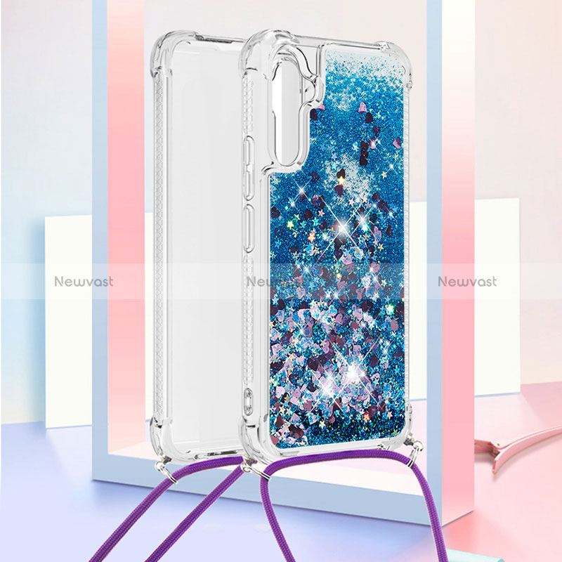 Silicone Candy Rubber TPU Bling-Bling Soft Case Cover with Lanyard Strap YB3 for Samsung Galaxy A34 5G