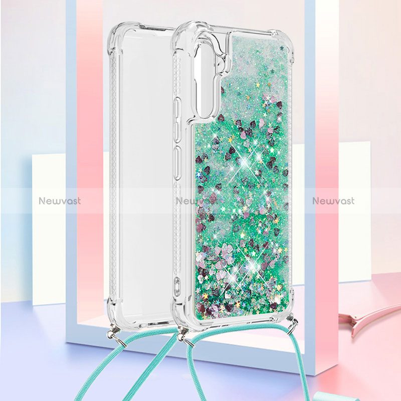 Silicone Candy Rubber TPU Bling-Bling Soft Case Cover with Lanyard Strap YB3 for Samsung Galaxy A34 5G